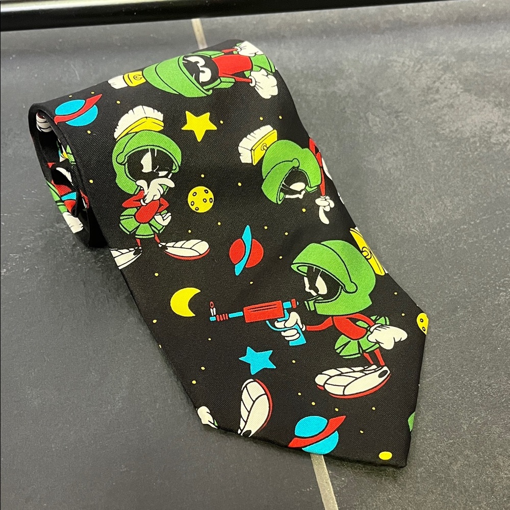 Looney Tunes Warner Bros. Vintage 1996 Marvin the Martian Tie Black